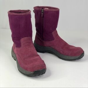 LL Bean zippered winter boots berry purple suede and fleece 7.5